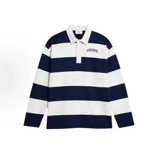 AMIPARIS 字母印花条纹印花Logo长袖Polo衫 商品图0
