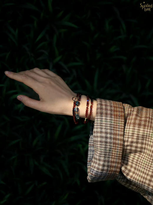 SpoiledBrat Jewelry 14K注金渐变石榴石蓝晶石长链 商品图2