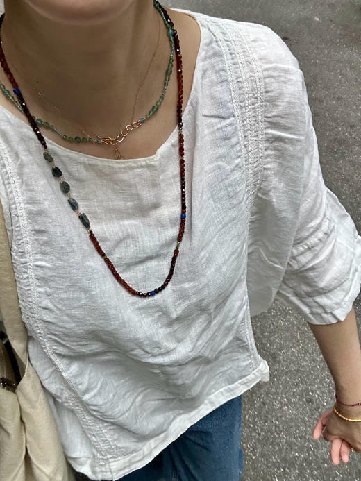 SpoiledBrat Jewelry 14K注金渐变石榴石蓝晶石长链 商品图3