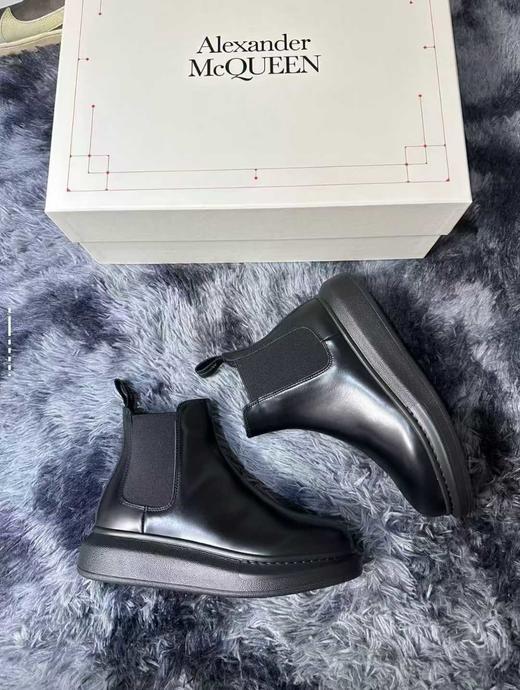 Alexander McQueen亚历山大麦昆 Hybrid 套脚圆头 及踝 切尔西靴 男款 黑色 商品图2