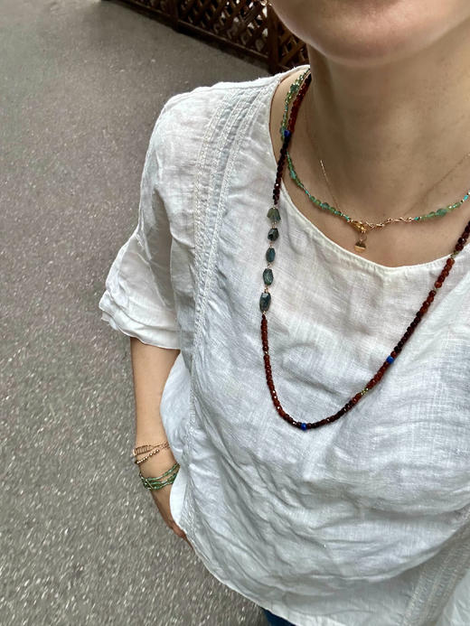 SpoiledBrat Jewelry 14K注金渐变石榴石蓝晶石长链 商品图5