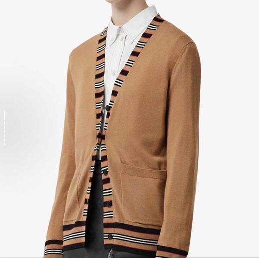 BURBERRY 条纹美利奴羊毛衫开衫外套针织衫 商品图0