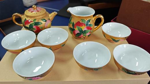 黑彩窑全金寿桃组 商品图0