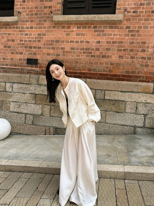 盛唐牡丹| 珍珠白水洗丝阔腿裤 商品图8