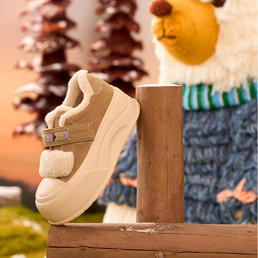 Safiya/索菲娅2025艺术家联名魔术贴厚底保暖百搭轻便增高毛毛鞋SFD411A150 商品图4