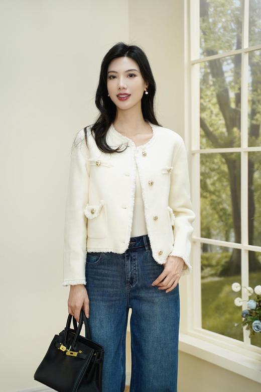 现货 臣禾	【香风呢大衣】正肩须边羊毛呢外套	JZ254080475 商品图2