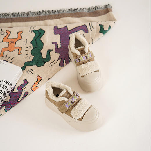 Safiya/索菲娅2025艺术家联名魔术贴厚底保暖百搭轻便增高毛毛鞋SFD411A150 商品图1