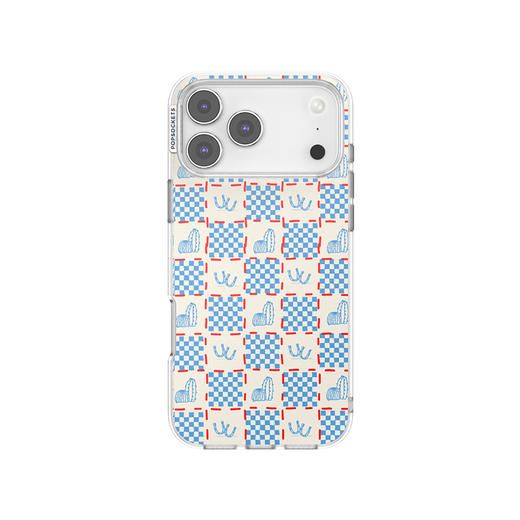 【丹宁星星】西部格纹 POPCASE手机壳 MagSafe Popcase磁吸款 蓝色 植物花卉 格纹 iPhone17/16/15/14 商品图2