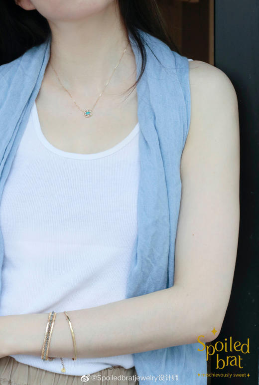 SpoiledBrat Jewelry 18K金欧泊钻石恒星项链 商品图10