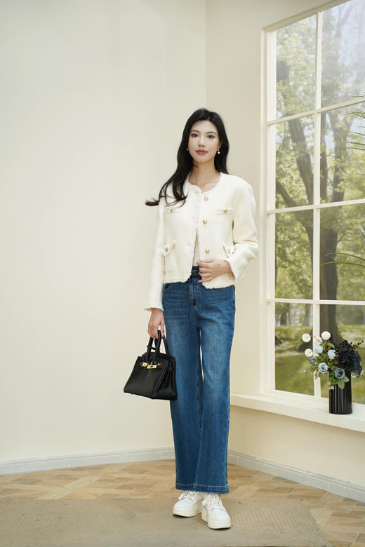 现货 臣禾	【香风呢大衣】正肩须边羊毛呢外套	JZ254080475 商品图3