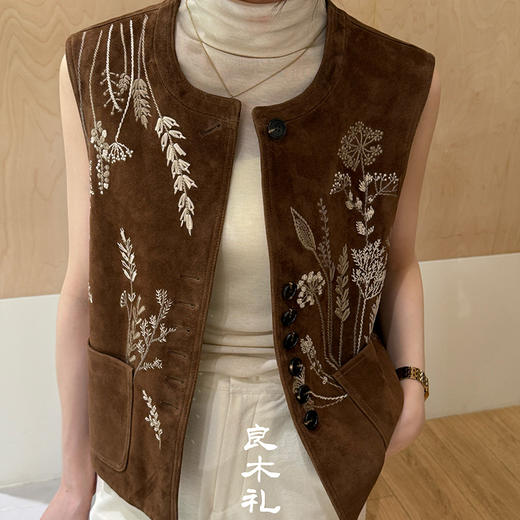 【预售7天】良木礼山羊皮刺绣马甲（Q2591613） 商品图5