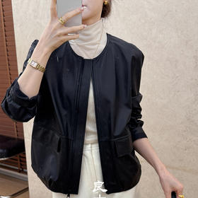 良木礼绵羊皮圆领夹克（Q8135）