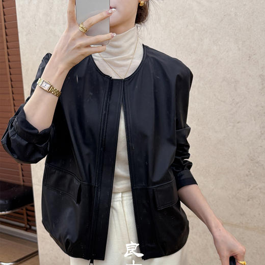 良木礼绵羊皮圆领夹克（Q8135） 商品图0