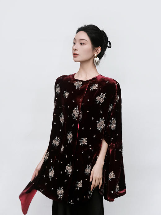 盛唐牡丹| 丝绒串珠绣花披肩外套 商品图8