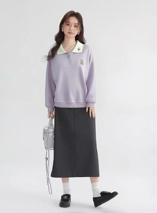 清了！清！不支持退货【自营】2026 微微脏【工艺系列卫衣】刺绣款～95%棉卡通可爱猫拼色领卫衣-喜出 商品图0