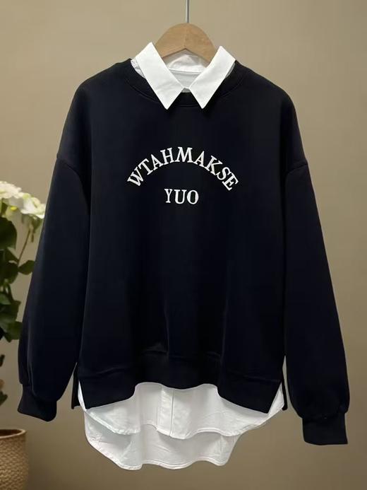 【工艺系列卫衣】刺绣款～95%棉小开叉宽松单件卫衣-喜出 商品图2