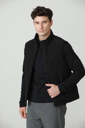 SANY男士短款立领轻量保暖羽绒马甲320C-黑色