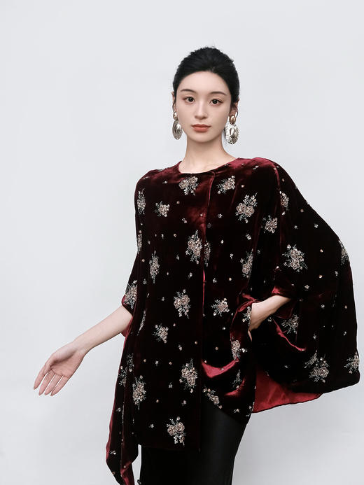 盛唐牡丹| 丝绒串珠绣花披肩外套 商品图7
