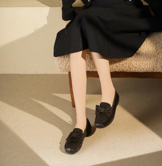 西村名物2025年秋冬新蝴蝶结薄地英伦风一脚蹬懒人豆豆鞋乐福鞋T25CE31741 商品图1