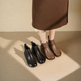 西村名物2025年冬季新款复古单靴平底坡跟显瘦切尔西靴T25DS49221