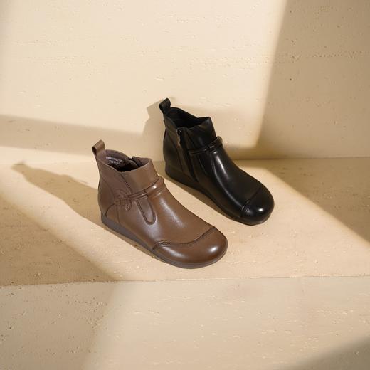 西村名物2025年冬季新款复古单靴平底坡跟显瘦切尔西靴T25DS49221 商品图7