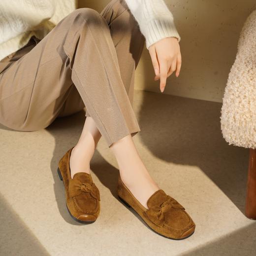 西村名物2025年秋冬新蝴蝶结薄地英伦风一脚蹬懒人豆豆鞋乐福鞋T25CE31741 商品图2