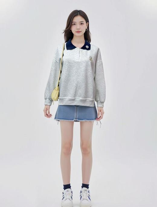 清了！清！不支持退货【自营】2026 微微脏【工艺系列卫衣】刺绣款～95%棉卡通可爱猫拼色领卫衣-喜出 商品图3