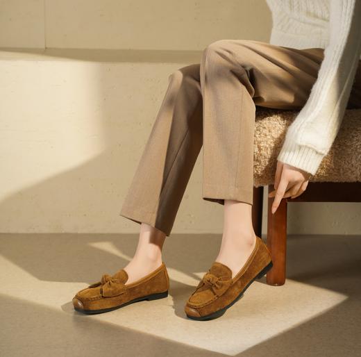 西村名物2025年秋冬新蝴蝶结薄地英伦风一脚蹬懒人豆豆鞋乐福鞋T25CE31741 商品图4