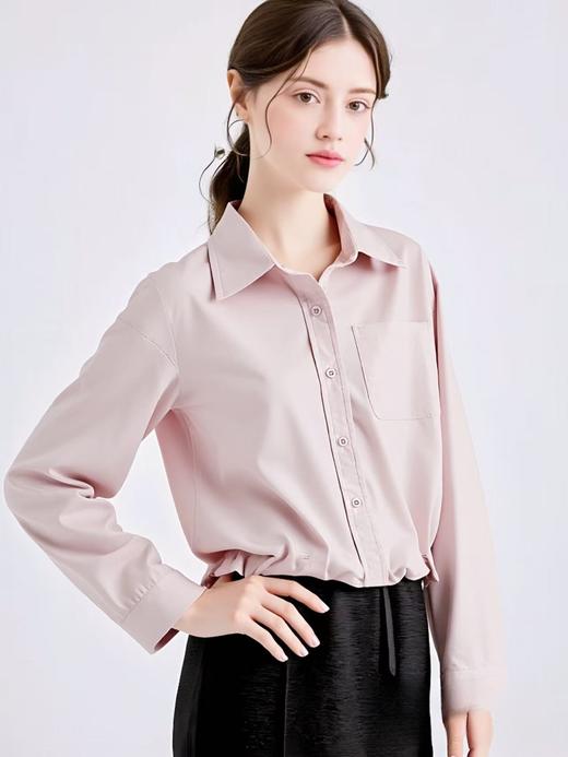 国庆特卖~品质秋款100%棉可抽绳下摆长袖衬衫/蕾丝吊带-喜出 商品图2