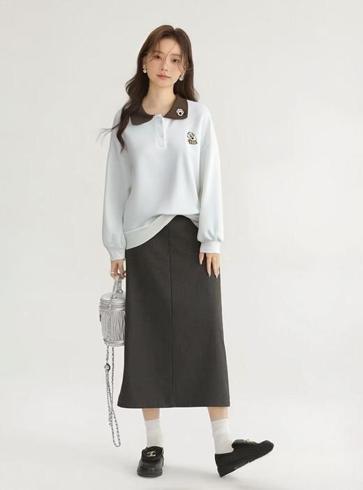 清了！清！不支持退货【自营】2026 微微脏【工艺系列卫衣】刺绣款～95%棉卡通可爱猫拼色领卫衣-喜出 商品图2