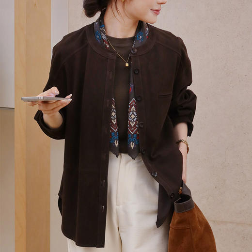 【预售7天】良木礼山羊皮衬衫（Q8136） 商品图0