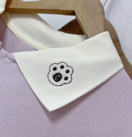 清了！清！不支持退货【自营】2026 微微脏【工艺系列卫衣】刺绣款～95%棉卡通可爱猫拼色领卫衣-喜出 商品图5