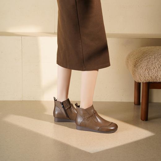 西村名物2025年冬季新款复古单靴平底坡跟显瘦切尔西靴T25DS49221 商品图2