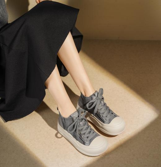 西村名物2025年冬季新款复古牛皮休闲短靴拼接系带休闲马丁靴T25DS49321 商品图3