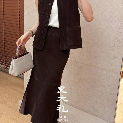 【预售7天】良木礼山羊皮鱼尾半裙（Q8141） 商品图3
