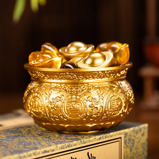 朱炳仁铜 金盆聚宝礼盒套装 桌面招财高档聚宝盆客厅摆件开业乔迁礼物 商品图5