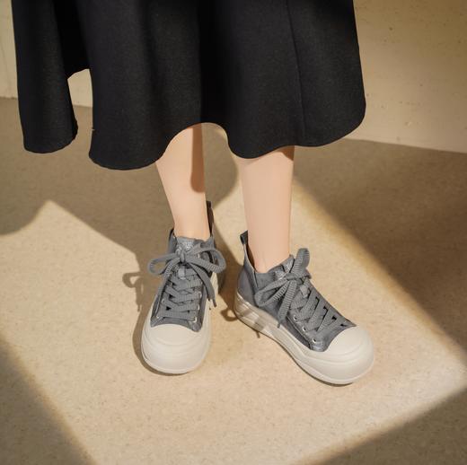 西村名物2025年冬季新款复古牛皮休闲短靴拼接系带休闲马丁靴T25DS49321 商品图1