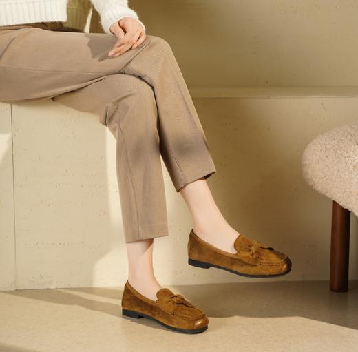西村名物2025年秋冬新蝴蝶结薄地英伦风一脚蹬懒人豆豆鞋乐福鞋T25CE31741 商品图3