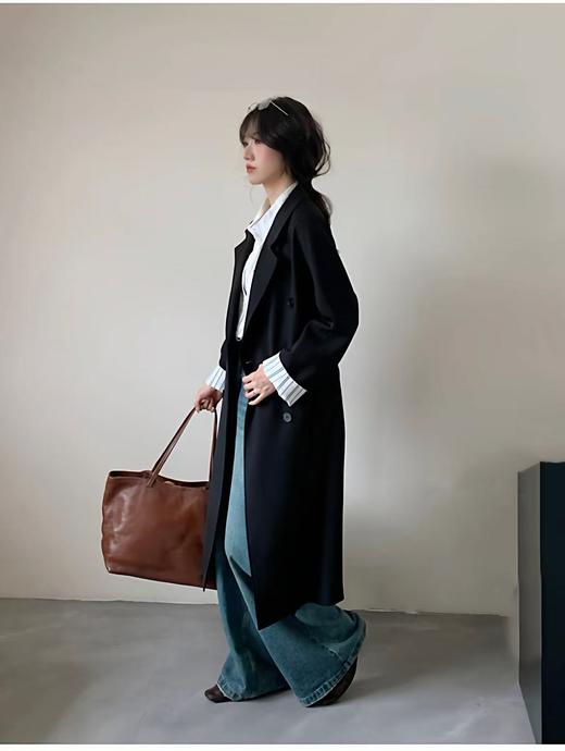 女王节抢购【自营】错过没有！清货不退【秋上新】高支高密～很有品质感 可卷边袖口中长风衣外套-喜出 商品图3