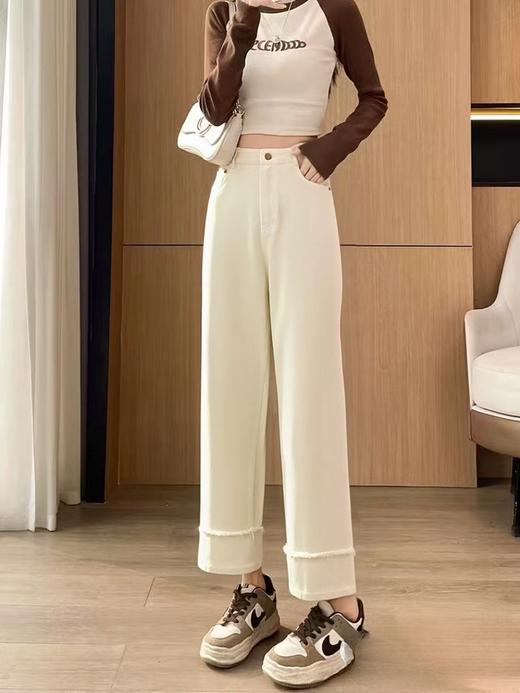 女王节抢购价-不支持退 不支持退货【秋上新】烟管裤～2706小个子秋季毛边裤型超好看显瘦休闲裤-喜出 商品图2