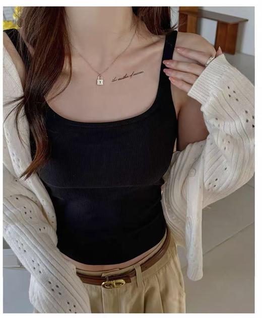 【品质美背】40支莫代尔～2201高弹力中细肩带免穿内衣一体杯背心-喜出 商品图0