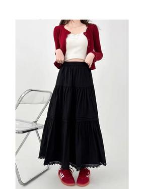 【秋上新】2025新品6937蕾丝拼接有内衬半身裙-喜出