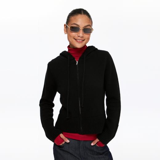 oneup粗针连帽拉链毛衣 商品图1