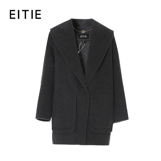 EITIE爱特爱大翻领肩型设计纯羊毛桑蚕丝骆驼绒混纺包容性舒适柔软保暖大衣8414106 商品图5