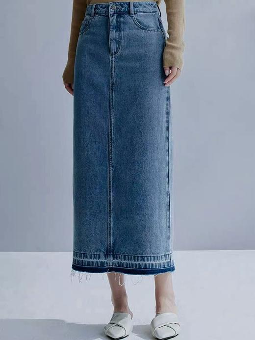 11.11直降到底！！【秋上新】100%棉5219牛仔半裙毛边后开叉-喜出 商品图0