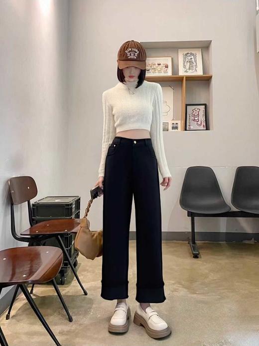 女王节抢购价-不支持退 不支持退货【秋上新】烟管裤～2706小个子秋季毛边裤型超好看显瘦休闲裤-喜出 商品图4