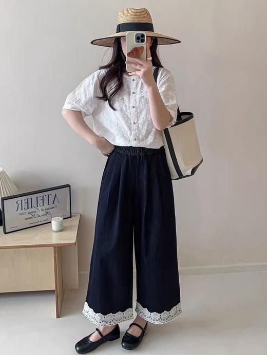 418良粉节|2026 活动爆款【自营】冰点价！退货勿拍【爆款牛仔】2025秋季新品~韩系爆款蕾丝拼接牛仔裤-喜出 商品图5