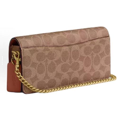 COACH蔻驰 21 品牌黄铜徽标按扣开合 涂层帆布 钱包 小号 女款 棕褐色拼焦糖色 商品图2