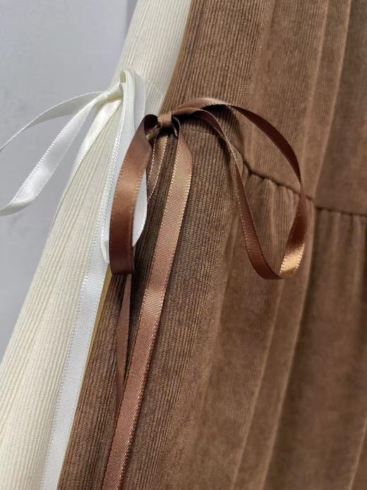 【秋上新】2025新品6923灯芯绒飘带蝴蝶结有内衬半身裙-喜出 商品图6