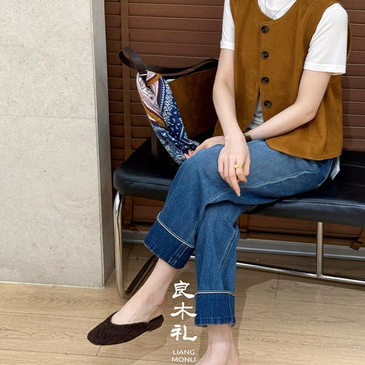 良木礼直筒牛仔裤（翻翻裤）（Q2584250） 商品图1